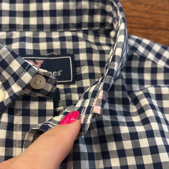 Vineyard Vines boys Blue and White checkered plaid Casual Button Down Shirt med - Picture 6 of 10